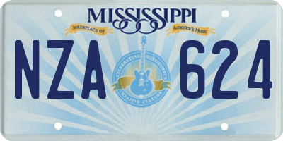 MS license plate NZA624