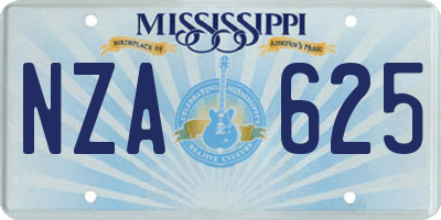 MS license plate NZA625