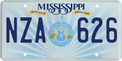 MS license plate NZA626