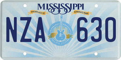 MS license plate NZA630