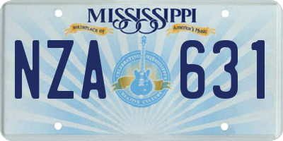 MS license plate NZA631
