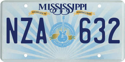 MS license plate NZA632