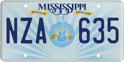 MS license plate NZA635