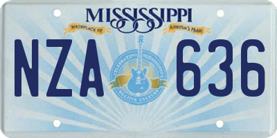 MS license plate NZA636