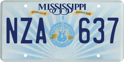 MS license plate NZA637