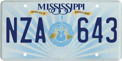 MS license plate NZA643