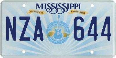 MS license plate NZA644