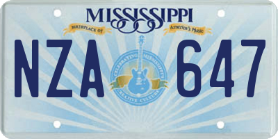 MS license plate NZA647