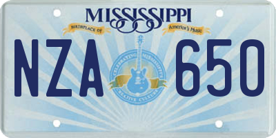 MS license plate NZA650