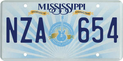 MS license plate NZA654