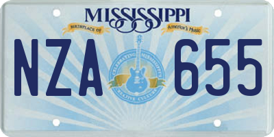 MS license plate NZA655