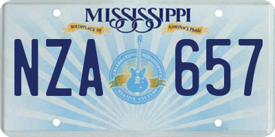 MS license plate NZA657