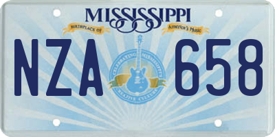 MS license plate NZA658