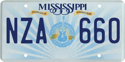 MS license plate NZA660