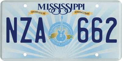MS license plate NZA662