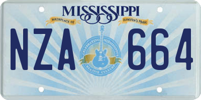 MS license plate NZA664