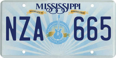 MS license plate NZA665