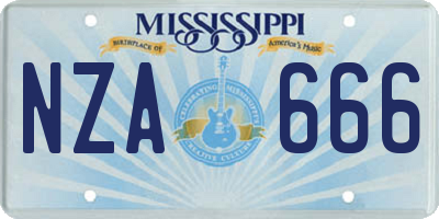 MS license plate NZA666