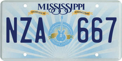 MS license plate NZA667