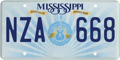 MS license plate NZA668