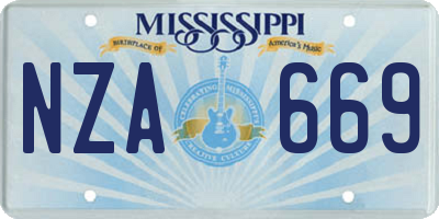 MS license plate NZA669