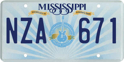 MS license plate NZA671