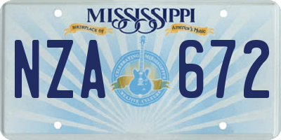 MS license plate NZA672