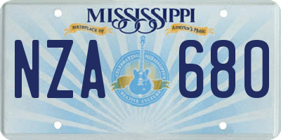 MS license plate NZA680