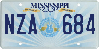 MS license plate NZA684