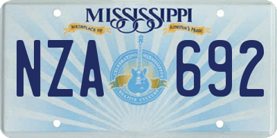 MS license plate NZA692