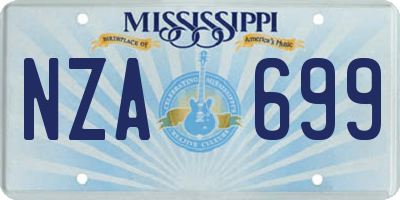 MS license plate NZA699