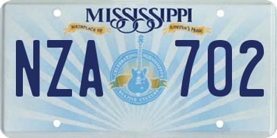 MS license plate NZA702