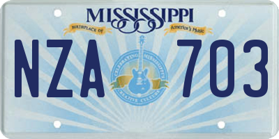 MS license plate NZA703