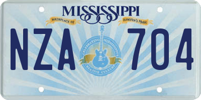MS license plate NZA704