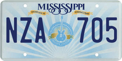 MS license plate NZA705