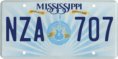 MS license plate NZA707