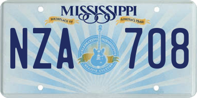 MS license plate NZA708