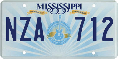 MS license plate NZA712