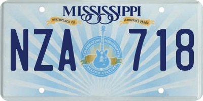 MS license plate NZA718