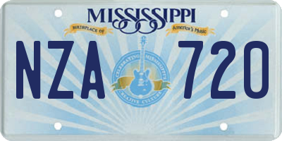 MS license plate NZA720