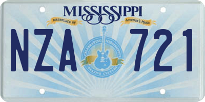 MS license plate NZA721