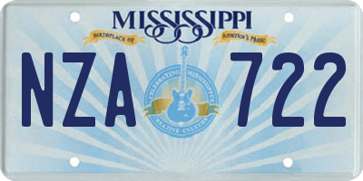 MS license plate NZA722
