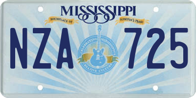 MS license plate NZA725