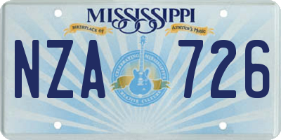 MS license plate NZA726