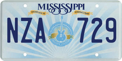 MS license plate NZA729
