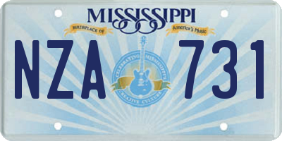 MS license plate NZA731