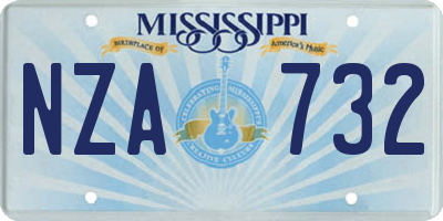 MS license plate NZA732