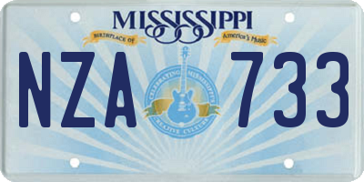 MS license plate NZA733