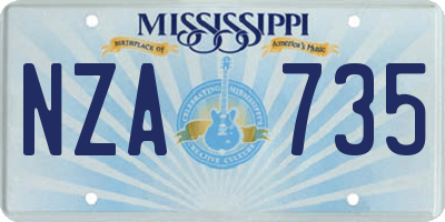 MS license plate NZA735