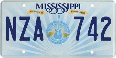 MS license plate NZA742